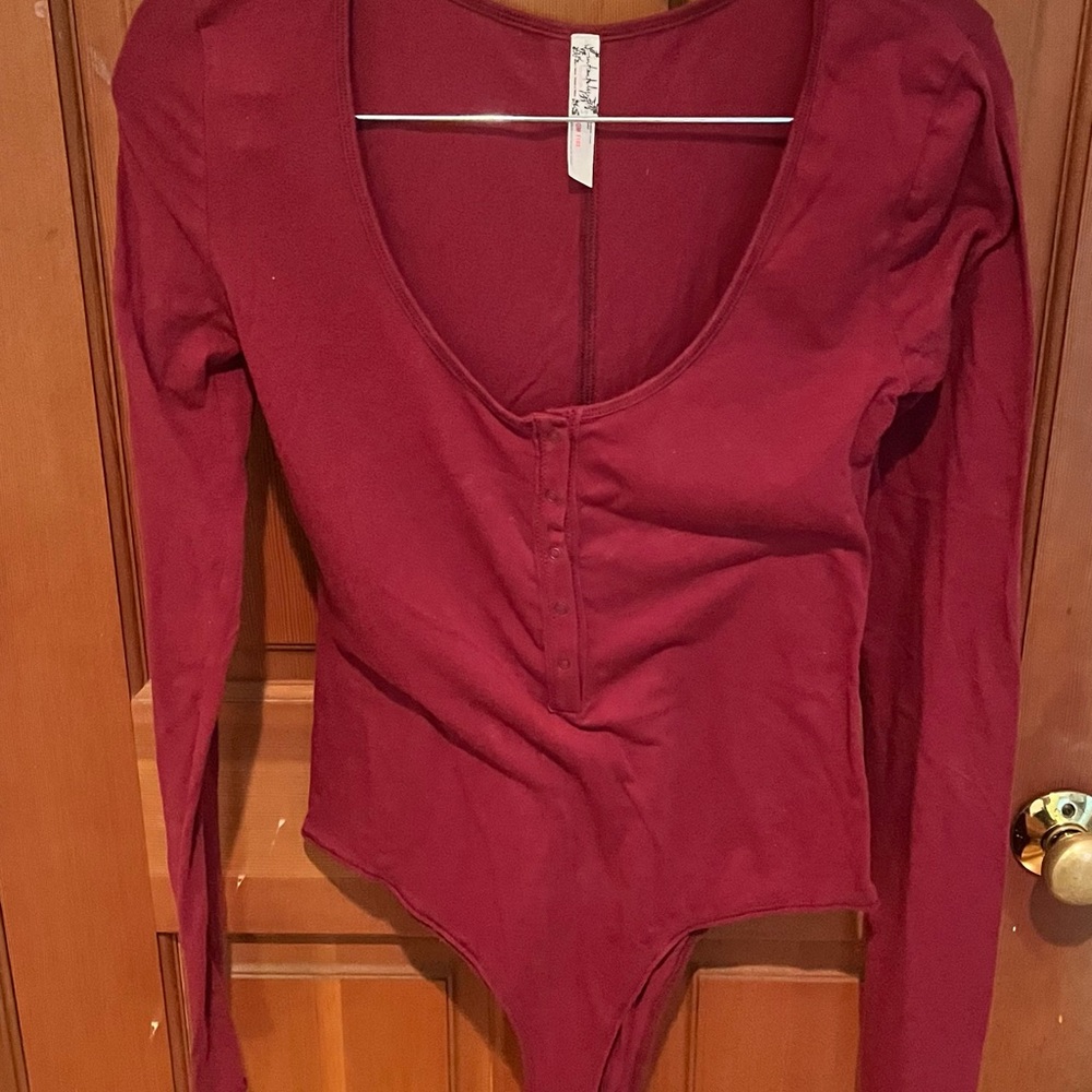 Free people pink red body suit size large